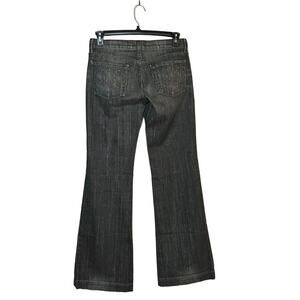 7FAM Dojo Jeans Size 28 Black Flare Diamond Rhinestone